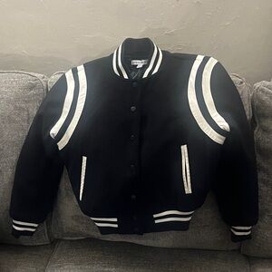 Classic Black and White Bomber Jacket Size XS